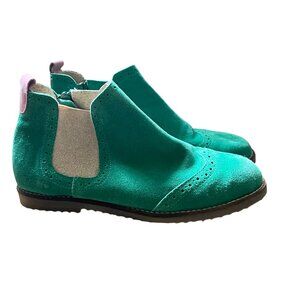 Boden Size 37 US 6 Emerald Green Suede Leather Side Zipper Chelsea Ankle Boots